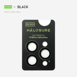HALOSURE Geordi Guard Camera Lens Protector Ring Cover for iPhone 16 PRO / 16 PRO MAX BLACK