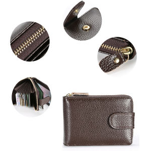 หนังผู้ชายกระเป๋าสตางค์บัตรเครดิต RFID Blocking ซิปออร์แกนผู้หญิงกระเป๋าเงินซองใส่หนังสือเดินทางป้องกันกรณีกระเป๋าเงิน