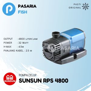 Sunsun RPS4800/RPS 4800 liter/jam Pompa Celup Kolam Hemat Daya 32 Watt