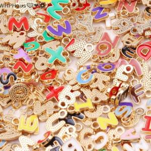 WP💓💛💖 100pcs Colorful Enamel A-Z Alphabet Charms Metal Letter Pendants For DIY Jewelry Making Bulk Charms For Jewelry Making Pendants