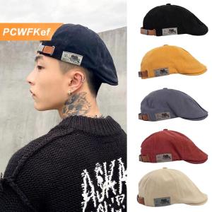 【PCWFKef】 2025 Người Đàn Ông Mới Của Cổ Điển Linen Thời Trang Hip Hop Rắn Beret Bên Nhãn Hiệu Của Phụ Nữ Hat Cổ Điển Beanie Đám Đông Phong Cách Mặt Trời Beret
