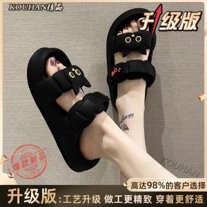[Free Shipping] WomenS Sandals Trendy And Fashionable For Outdoor Wear In Summer Cartoon Cute Cat Design Thick-Soled Dual-Use Beach Sandals