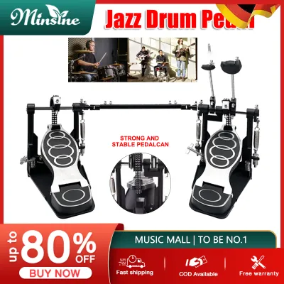 Minsine Double Bass Drum Pedal With Chain and Patch Suit for Kick Drum Set and Electronic Drums