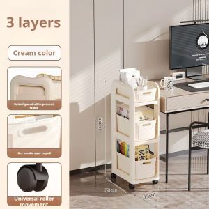 Wheels Multi-Functional Under Desk Bookshelf Snack Storage Rack High Capacity