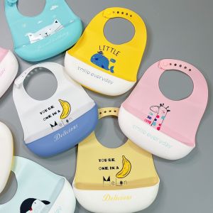 Yếm Ăn Dặm Silicon Có Máng Cao Cấp Siêu Nhẹ Chống Thấm Nước Dễ Vệ Sinh An Toàn Cho Bé