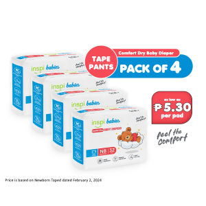 INSPI Babies Comfort Dry Baby Diaper for Baby Collection Taped Pants Newborn to 3XL (XXXL) Pack of 4 - free shipping essentials bundle christmas gift