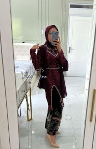 ADA JUMBO SET HANNA kebaya couple wisuda lamaran tunangan payet mewah setelan big size