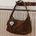 chuuchop(C8316)Wendy bag กระเป๋าสะพายข้างสไตล์คลาสสิค หนังกลับและยีนส์. 