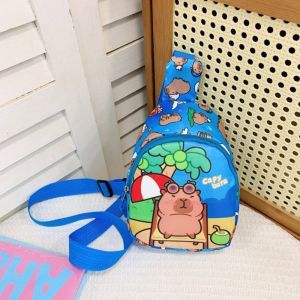 WININ Lightweight Capybara Chest Bag Zipper Cartoon Animal Crossbody Bag Cute Versatile Coin Purse Kids