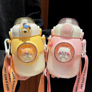 Kid Water Drinking Bottle with Straw 820ml Large Capacity Cartoon Portable Kettle for Boy Girl for Children