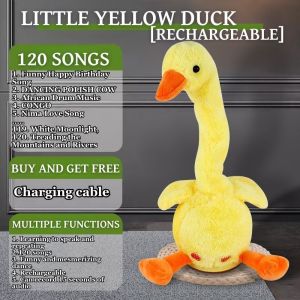 Baby Pro Voice Repeating Rechargeable Talking Duck Plush Toy with Music for Toddlers and Kids