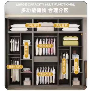 Wardrobe All Solid Wood Home Bedroom No Installation Combination Cabinet Storage Capacity Eco-friendly Board Large Wardrobe