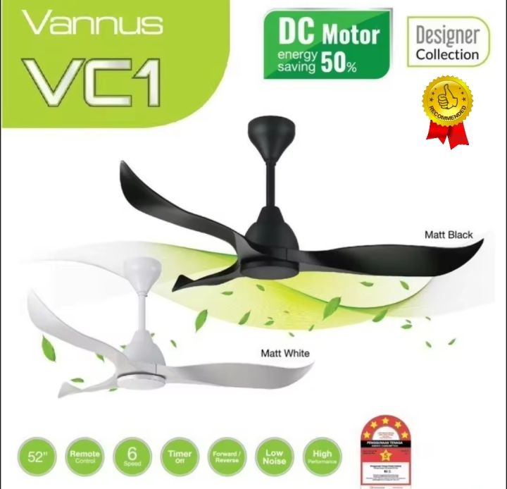 Alpha VANNUS VC1 DC Remote Control Ceiling Fan Matt Black and Matt