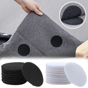 5/10 Pairs Round/Square Bed Sheet Fixing Stickers Seamless Double Sided Adhesive Velcro Tape Sofa Carpet Table Cloth Anti-slip Fixture