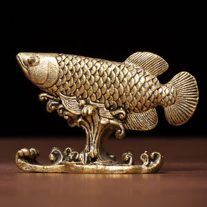 Retro brass golden arowana creative fortune every year more than ornaments living room handicrafts home ornaments opening gift