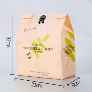 50Pcs Máy nướng bánh mì túi kraft bao bì thực phẩm túi giấy bánh mì ổ bánh mì Túi Giấy túi đựng snack với cửa sổ trước