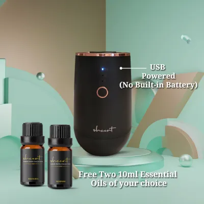 shcent Tranquil Aroma Nebulizer Diffuser | No Built-in Battery | Waterless | Quiet | Ambient Night Light | Auto Off | For Home | Bundle with two 10ml Hotel Essential Oil