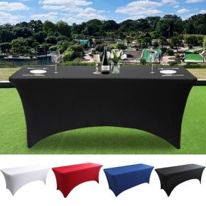 NEXASHOP Universal High Stretch Tablecloth Washable Elastic Birthday Table Cover Black 4/6/8FT Rectangular Table Cloth Wedding Party