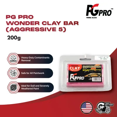 Perma Glass PG Pro Wonder Clay Bar (Aggressive 5) (200g) | Heavy-Duty Detailing Clay | Body Shop Clay | Aggressive Grade