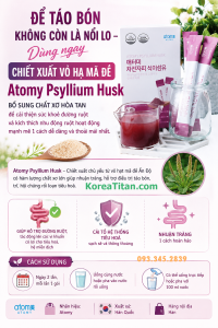 Chất xơ vỏ hạt mã đề cải thiện nhu động ruột đại tiện dễ dàng trơn tru cho người chức năng đại tràng kém và kiểm soát Cholesterol (46g x 45 gói) - Atomy Psyllium Husk Fiber chính hãng Hàn Quốc - 애터미 차전자피 - Атоми Псиллиум Хаск