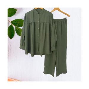 Onesett crinkle airflow-stelan wanita kekinian 2023-Baju setelan wanita Murah