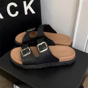 Korean Fashion Bottom Thick Sandals For Women Height Anti-slip Soft Slippers For Women Summer Outerwear Versatile Casual Tsinelas Flat Heel Adjustable Belt Buckle Wear-resistant Beach Travel PVC Material Sandla