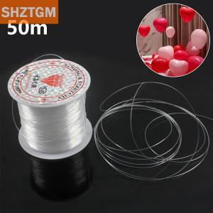 [COD] SHZTGM สายไนลอนใสขนาด50เมตร สายห้อยลูกโป่งลวดเครื่องประดับคริสต์มาสพวงมาลัยสำหรับตกแต่งงานเลี้ยงวันเกิด