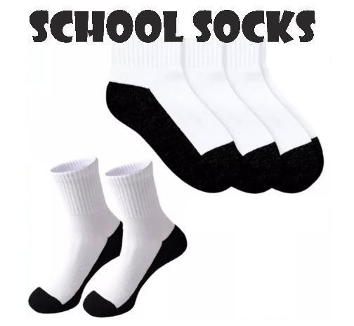 3 Pairs School Socks White Base Black Bottom Student Socks for Kids Boy ...