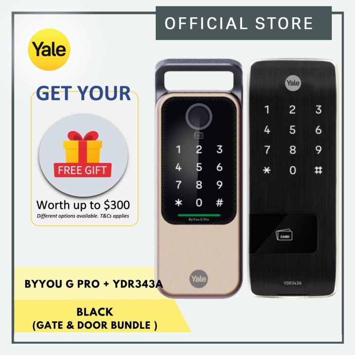 Yale BYYOU G PRO Gate + YDR343A Door Digital Lock Bundle (FREE Yale Receiver Module and 2 Interchangeable Covers)