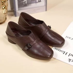 Free Shipping Retro Chunky-Heeled WomenS Shoes 2026 Autumn New Collection Comfortable And Low-Heeled Square-Toe Shoes For Mothers Easy On The Feet Small Leather Shoes