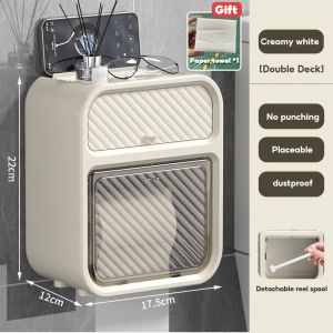 JFS Bathroom wall-mounted tissue box bathroom toilet punch-free tissue box storage box waterproof storage rack