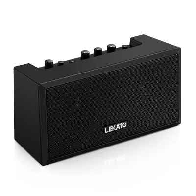 LEKATO GA-02 Mini Guitar Amp Rechargeable Clean/Overdrive Effect Bluetooth Portable Bass Guitar Amplifier