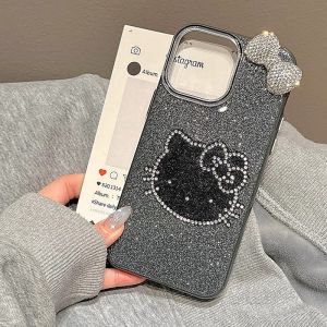Christmas Gift Halloween Hot Sanrio Iphone Set with Diamonds 16/15/14Promax Protective Shell Kawaii Hello Kitty Anime Fall Prevention Mobile Phone Shell