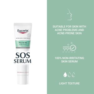 Eucerin ProACNE Solution SOS Serum 40ml – Unclogs Pores Fades Post-Acne Dark Marks & Calms Active Blemishes with Dual Acid Formula