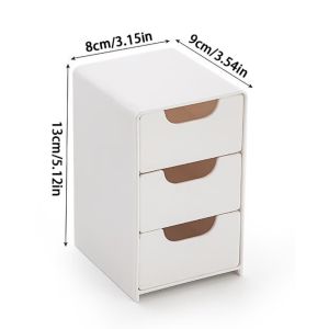 UUMIR Drawer Style Desktop Storage Box Mini 3-Tier Cosmetics Organizer Durable Large Capacity Divider Box for Office Supplies Jewelry Cosmetics Storage