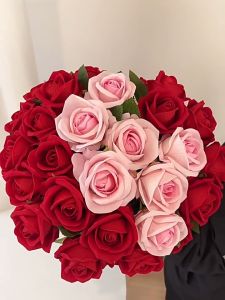 10pc/set Premium BIG Rose Bunga Valentines Day Gift Velvet Silk Rose Artificial Flower Bouquet for Wedding/Home Decor