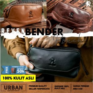 Hand Bag Pria REVEN BENDER POUCH Kulit Sapi 100% Dompet Cowok Keren Distro Import Elegan Terbaru
