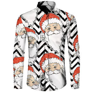 New Year Gift 2026 Mens Long Sleeve Shirt Christmas Christmas Theme 3D Printed Shirt Large Size Mens Casual Party Shirt XS-6XL