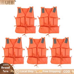 [Ueb Flagship Shop]5 PCS Adult Boats Fishing Vest W/Whistle Swimming Drifting Vest for Boating Kayaking & Water Sports