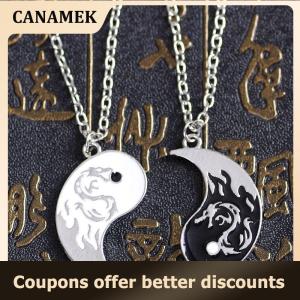 【 CANAMEK 】 Fashion Dragon Figure Yin Yang Adjustable Bracelet Tai Chi Couple Necklace For Boyfriend Girlfriend Valentines Day Jewelry Gift