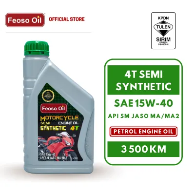 Feoso Oil 4T Semi Synthetic Motorcycle Oil SAE 15W-40 API SM JASO MA/MA2 - Minyak Pelincir Motosikal Motor lc135 y15 125z ex5 yamaha yzf