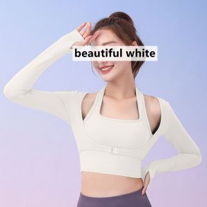 woman yoga tights pullover neck slim chest Shock proof long sleeve with bra pad sports top