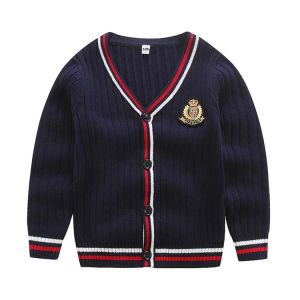Childrens Clothing New British College Style V Collared Knitted Boys and Girls Kindergarten Uniform Sweater Cardigan Jacket In Stock