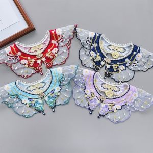LUMIYA Embroidery Decoration Hanfu Shawl Butterfly Embroidery Detachable Collar False Floral Collar Traditional Style Cloud Shoulder Chinese Style