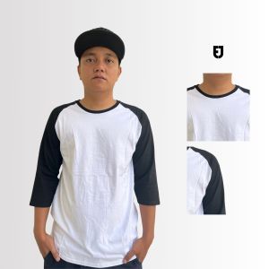 Raglan Polos Lengan 34 Putih Hitam