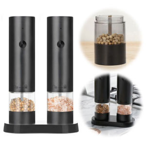 Modern Automatic Salt and Pepper Grinder with Adjustable Coarseness One Hand Use Stainless Steel Finish