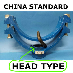 CHINA STANDARD CAST IRON SADDLE CLAMP 2" 3" 4" 6" 8" BLUE == FOR WATER DISTRICT == PLEASE SEE VIDEO HOW TO INSTALL