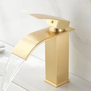 Biggers Brush Gold Color Brass Bathroom Basin Faucet Cold Hot Water Tap With Pipes