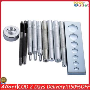 [ToolOutlet]11pcs Die Snap Rivet Tools DIY Leather Craft Metal Rivet Button Setter with Base for Punch Hole for Install Rivet Button For Leather Tool