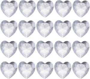 longsheng 20pcs Crystal Prisms Heart Shape Chandelier Drop Parts Hanging Pendants Curtain Lamp Drop 28mm Rainbow Maker Wedding Decor